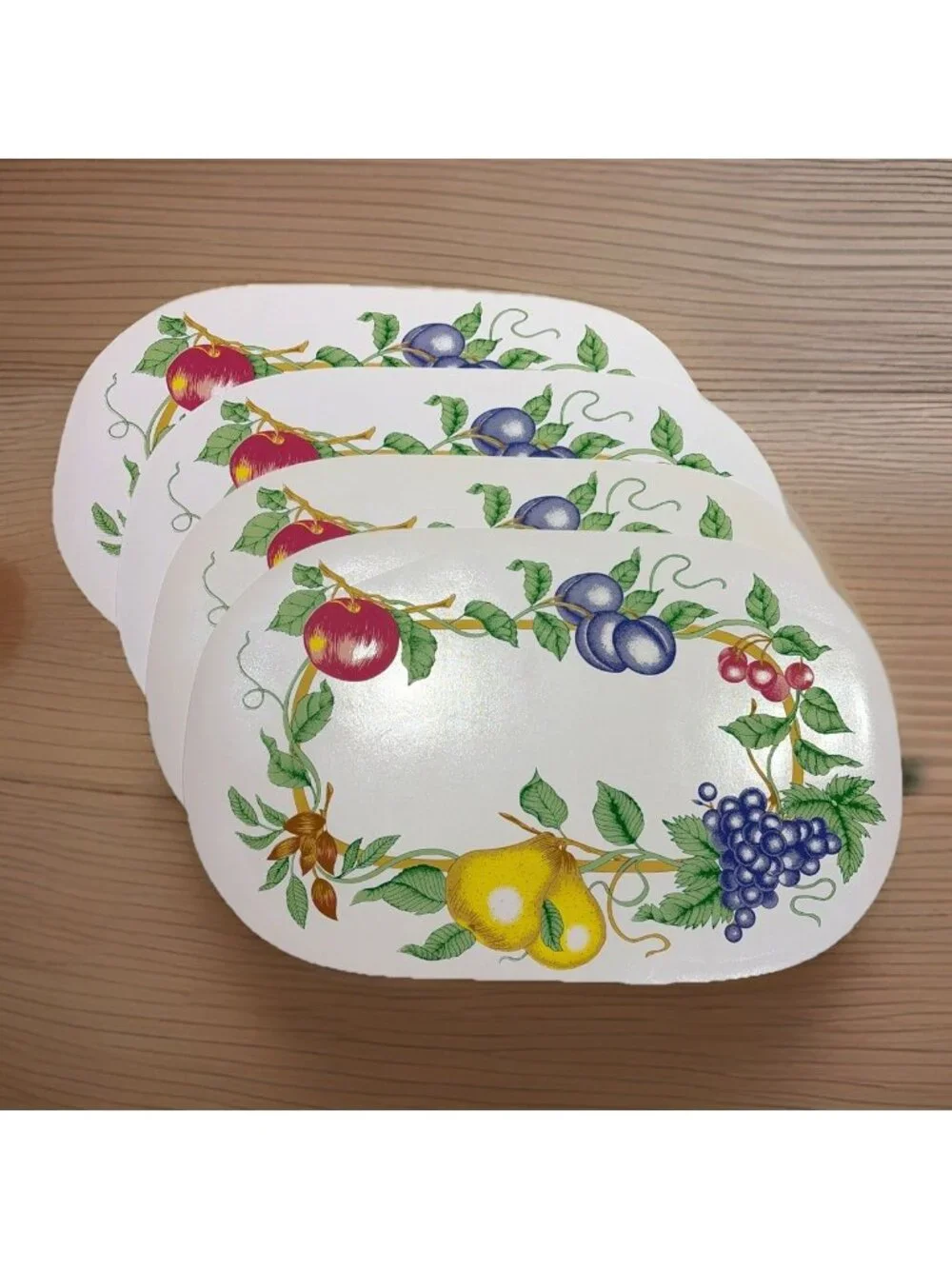 VTG Fruit Abundance Vinyl Placemats Oval 17.5X11